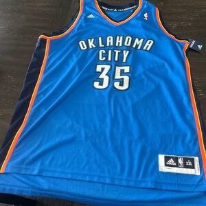 Kevin Durant Adidas OKC Blue Jersey with Colorful Stripes XXL
